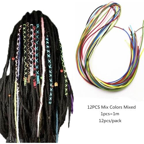 12pcs/pack Hip Hop Colorful Viking rasta Box Braids hair Ties dread dreadlock Strings for hair Women Girl accessories