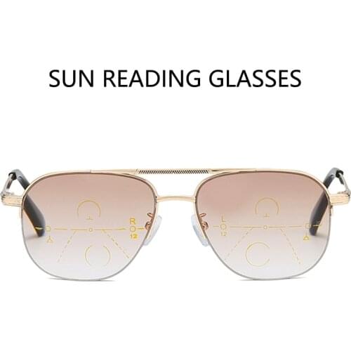 Outdoor Sun Reading Glasses Men Women Hyperopia Presbyopia Sunglasses Progressive Multifocal UV Protection far0 near 1.0-4.0