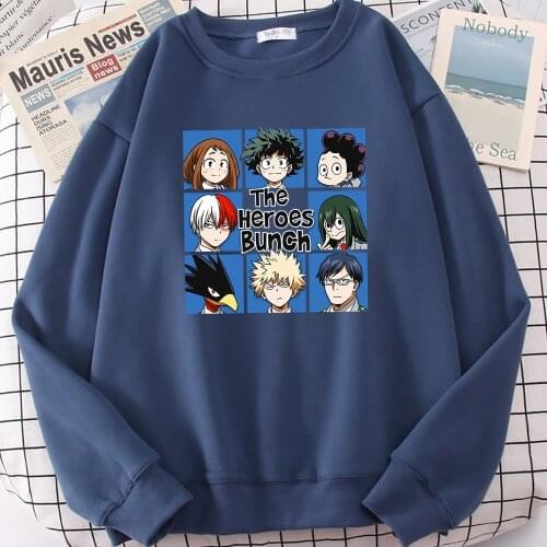 My Hero Academia Printing Hoodie Men Anime Character Clothing Japan Harajuku Streetwears Autumn Loose Fleece Hoodies Crewneck