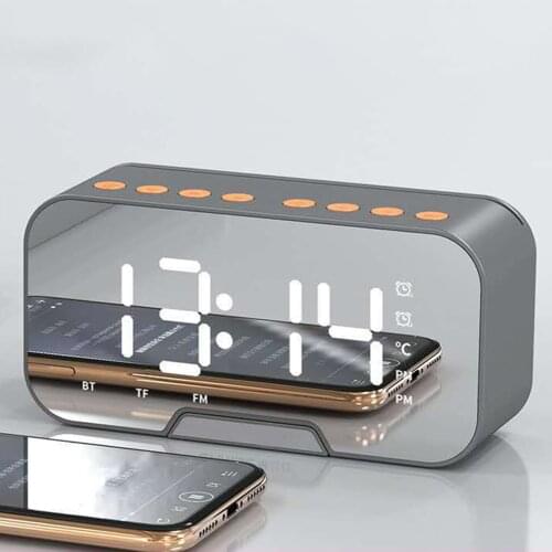 New Smart Digital Alarm Clock Multifunction Music Player Bluetooth 5.0 Voice Call FM Radio Temperature Mirror Table Clock