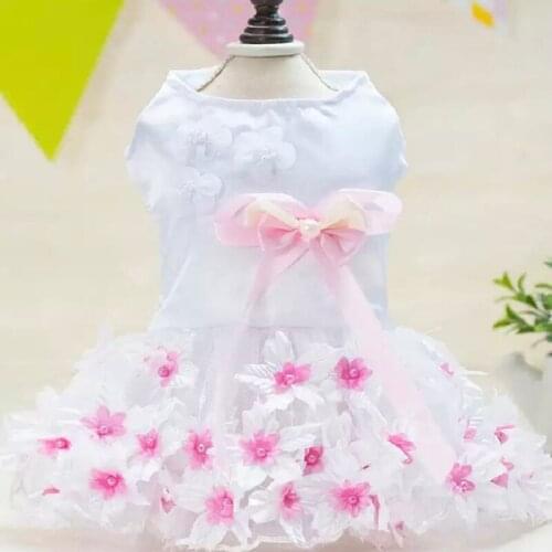 Spring Summer Flower Fairy Dress Pet Skirt Dog Dress Pet Clothing Pet Clothing Solid Puppy Dress Pink Purple Bow Dog Dresses