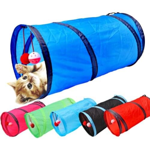 Funny Cat Tunnel Cat Toy 7 Color 2 Holes Play Tubes Balls Collapsible Crinkle Kitten Toys Puppy Rabbit Play Dog Chat Tunnel