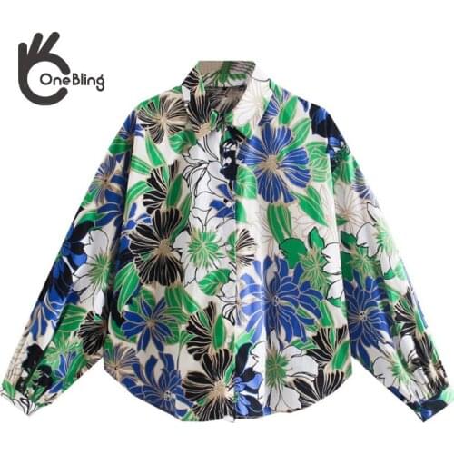 OneBling Za Woman 2021 Fashion Printed Traf Casual Long Sleeve Blusa Feminina Blusas Chemise femme Blusas Y Camisas Chic Vintage
