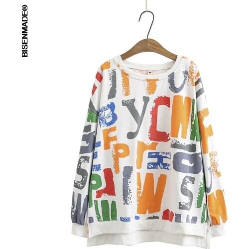 Womens Clothing Sweatshirts Plus Size Spring 2021 Fashion Casual Female Hoodies Loose Terry Printed Letters Tops