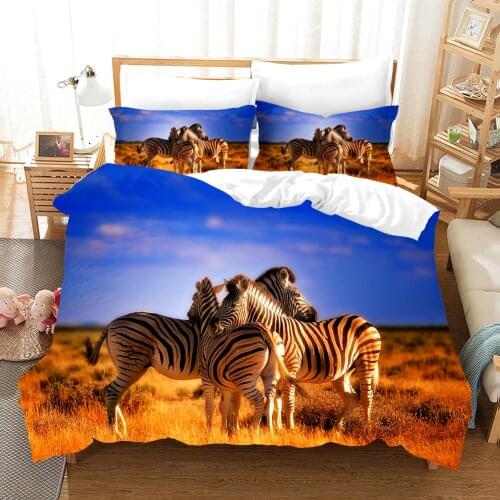 Animals Bedding Set Queen King Size 3D Printed Zebra Duvet Cover Bedclothes 2/3pcs Home Textiles High Quality Kids Boy Bedspread