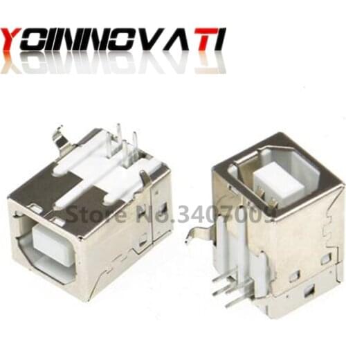 100PCS USB TYPE-B Female Connector PCB Mount Socket 90 Degrees DIP Us for Printer PCB