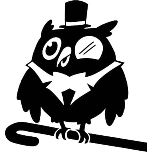 14.2*15CM Wise Owl Funny Cartoon Car Styling Decoration Bumper Vinyl Car Sticker And Decal Black/Silver S1-2382