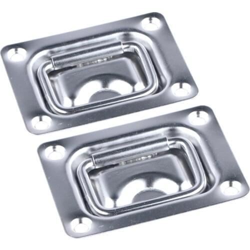 2 Pieces Boat Stainless Flush Mount 3" Lift Handle Ring Pull Hatch Deck Hinge