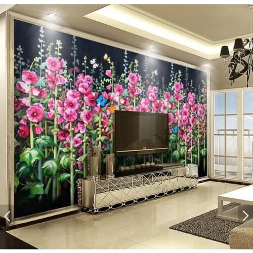 3D Oil Painting Flower Butterfly Wallpaper Murals Art Wall Decals Wall Papers Rolls Waterproof Floral Wall Mural Contact Paper