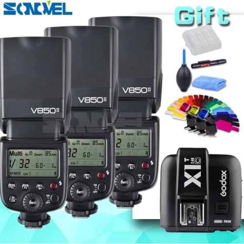 3xGodox V850II 2.4G GN60 Wireless X System Li-ion Battery Speedlite +X1T-C Trigger Transmitter for Canon EOS Cameras