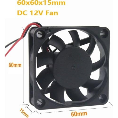 5pcs/lot 6015 Cooling Fan 12 Volt 60*60*15 mm 3D Printers Parts 2 pin Brushless 6CM DC Fans Cooler Radiator Part Quiet Accessory