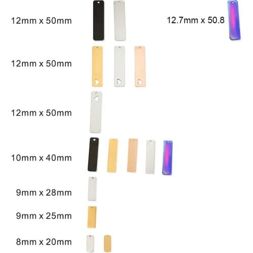 5pcs/Lot Real Stainless Steel Rectangle Tag Charms Pendants for DIY Jewelry Making Necklace Keychain