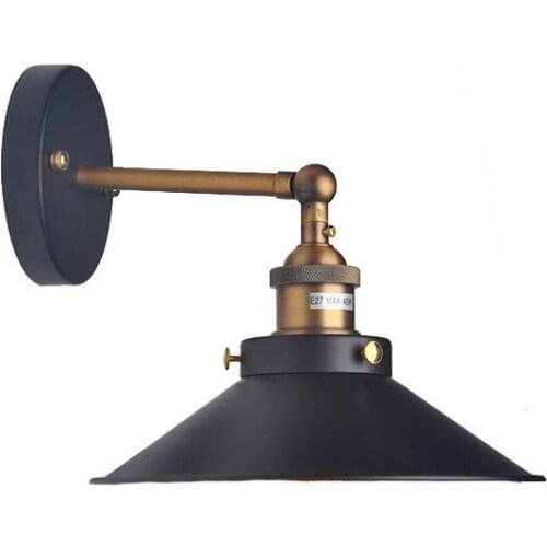 Artpad American Industrial Black Wall Lamp Indoor Light Fixture Plug-in for Living room Bedside Loft Stair Wall Light E27 Socket