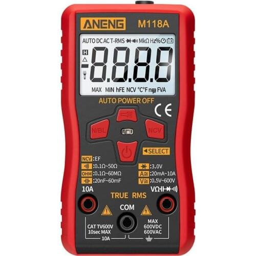 ANENG Digital Multimeter Smart Tester Auto Mmultimetro True Rms Tranistor Meter With NCV Data Hold 6000counts Flashlight M118A