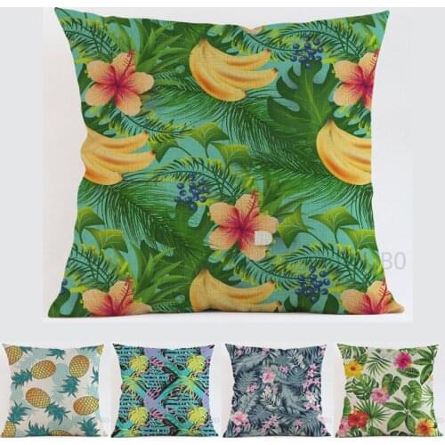 Pastoral Style green Decorative Tropical plant Fruit pineapple banana 45*45cm square pillow Cushion cover Home Decor
