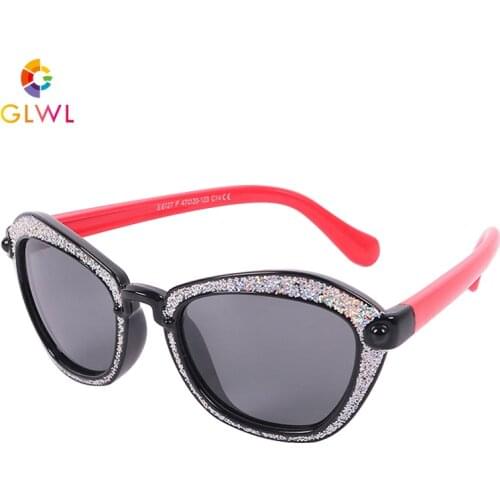 Kids Sunglasses With Rhinestone Childrens Sun Glasses Polarized Cat Eye Lenses For Baby Girl Silicone Boys Oversized Shades New
