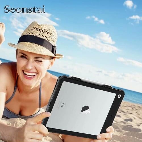 For iPad 10.2 2019 A2198 Waterproof Case,IP69K Transparent WaterProof Shockproof Snowproof Cover for iPad Coque with Lanyard