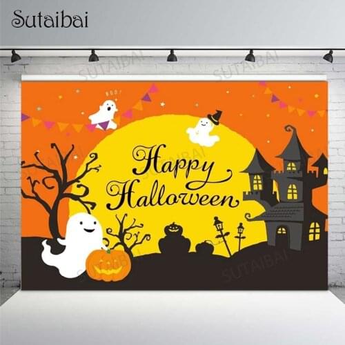 HalloweenPhotography Background Ghost Castle Pumpkin Forest Dark Night Backdrop Baby Child Birthday Party Photo Studio Photocall
