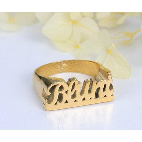 3D Custom Name Rings Personalized Carved Finger Ring Stainless Steel Punk Style Rich For Mens Women Jewelry