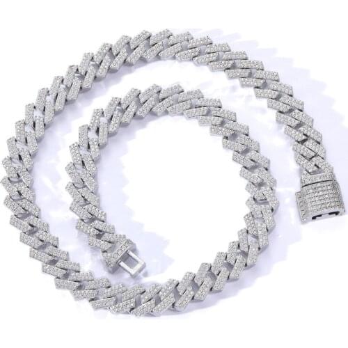 Cuban Necklace Chain Hip Hop 12mm Width Necklace 18K Gold Plated Double Row Zircon Trend Men Necklace Jewelry