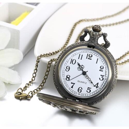 LANCARDO Vintage Life Tree Pattern Digital Dial Quartz Pocket Watch For Women And Men Steampunk Necklace Pendant With Chain Gift
