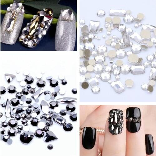 Multi-color optional Mix ss4-ss20 Glass Round and Different shape Rhinestones For Nail Art DIY Glitter Stone Bead New York Storm