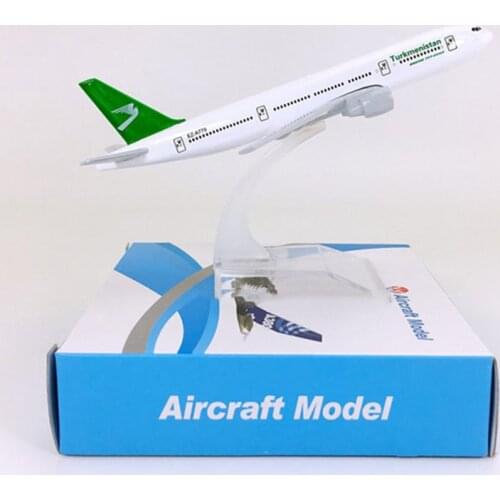 16cm airplane model toys air Turkmenistan airlines B777 aircraft model diecast plastic alloy plane gifts for kids