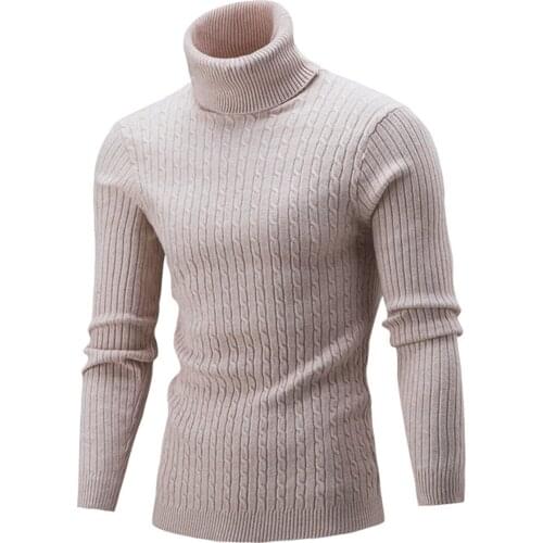 Autumn Winter Men Solid Color Sweater Adults Long Sleeve High Collar Pullover 2020 New Fashion