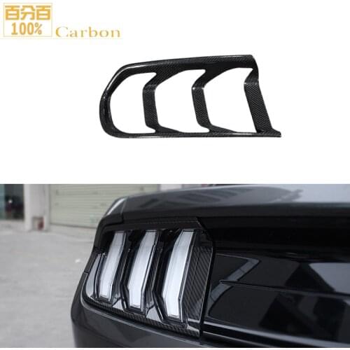 Real Carbon Fiber 1 Pair Rear Bumper Taillight Frame Lamp Cover Trim For Ford Mustang 14-18