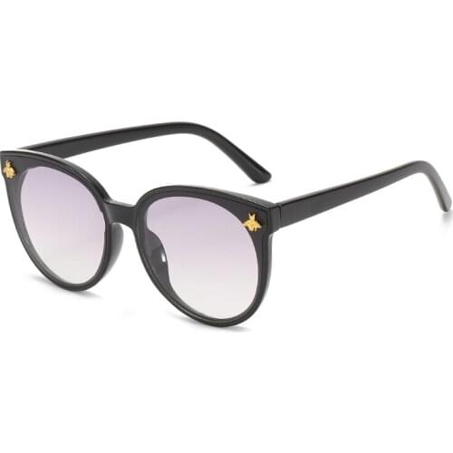 Fashion round Little bee sunglasses women 2021 brand designer black green tea pink sun glasses vintage oculos de sol feminino