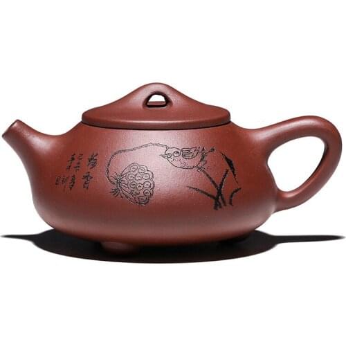 Original Ore Teapot Stone Scoop 199 Hole Gift Tea Set Yixing Purple Clay About 280ml Handmade True Ball