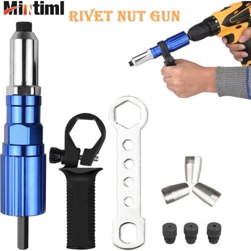 Rivet Gun Adapter Electric Rivet Gun 2.4-4.8mm Rivet Nut Gun Drill Adapter Cordless Riveting Tool Insert Nut Pull Rivet Tool
