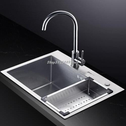 Kitchen Sink Single Bowl Package 304 Stainless Steel Sink Thickened Water Basin Wash Basin Manual Sink