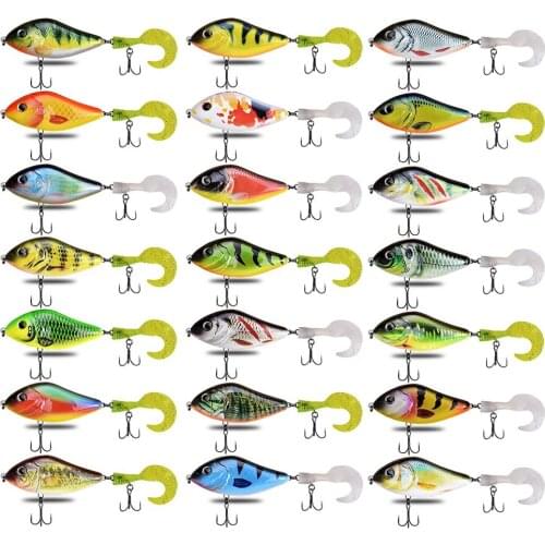 Jerk bait with soft tail for pike slow sinking fishing lure 100mm 51g CFLURE Tackle For Pike Pesca Bass Musky Capuchin Maggots