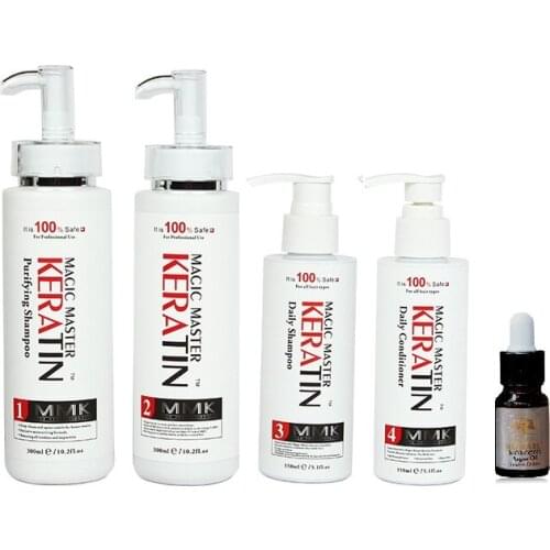 Profession Free Formaldehyde 300ml Magic Master keratin Treatment Nice Smell Straighten Hair care Set 10ml Argan Oil