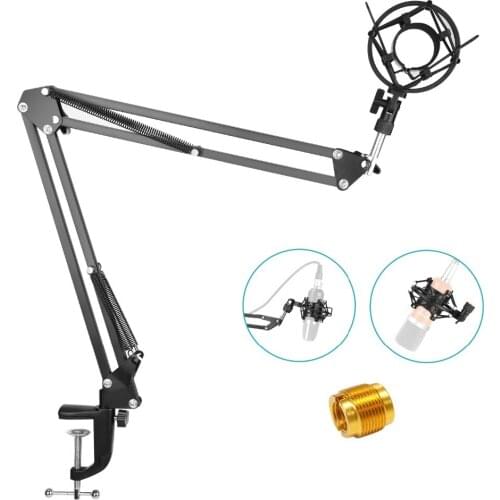Neewer Adjustable Microphone Suspension Boom Scissor Arm Stand with Microphone Shock Mount Holder for Radio Broadcasting Studio