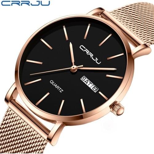 CRRJU 2188 Luxury Couple Watches Fashion Casual Simple Watch Quartz Watch Stainless Steel Wristwatches