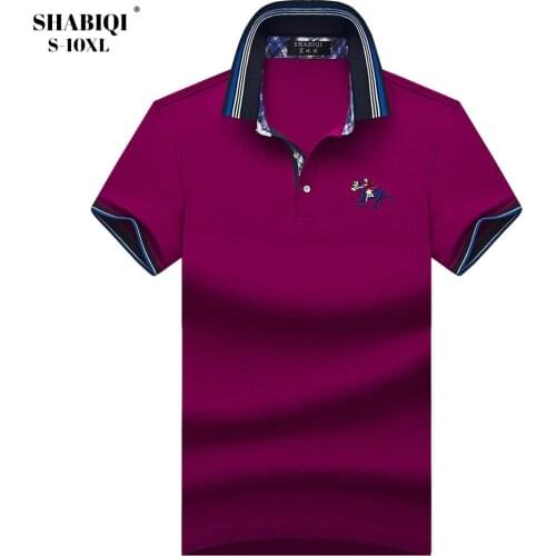 SHABIQI New Mens Polo Shirt Brand Mens Cotton & Solid Casual Mens Polo Shirt Short Sleeve Plus Size 6XL 7XL 8XL 9XL 10XL