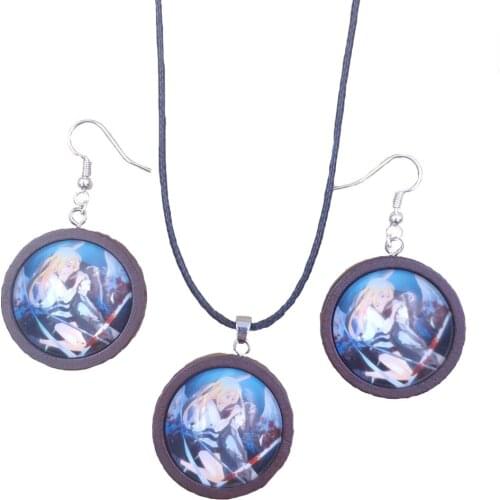 Cute Hot Angels of Death New Unique Fashion Jewelry Set Necklace&Earrings Wood Wooden Women Female Lady Gift SLDTL