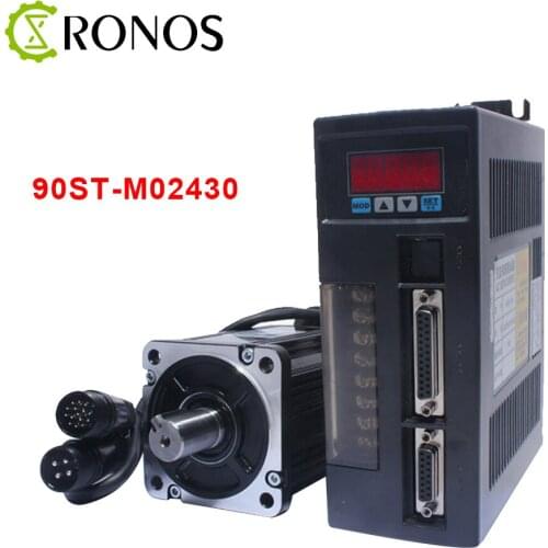 220V 750W AC Servo Motor 90ST-M02430 3000RPM 2.4 N.M. 0.75KW Servomotor Single-Phase AC Drive Permanent Magnet Matched Driver