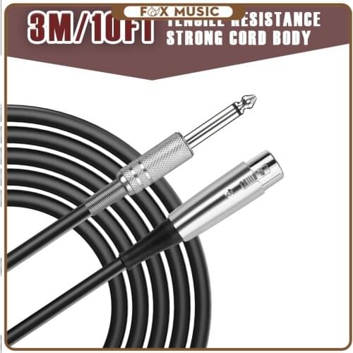 6.35mm 3M Male TS Jack To XLR 3 Pin Plug Audio Cable Mic Adapter Cord For Microphone Speaker Sound Consoles Amplifier