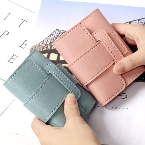 New Korean Women Solid Color 3 Folding Mini Wallet Female Coin Purse Hand Bag Clutch Student Short Zipper Wallet