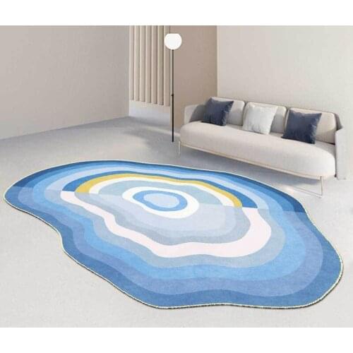 Modern Simple Irregular Shaped Carpet Geometric Pink Blue Green Purple Gradient Living Room Area Rugs Bedroom Bedside Floor Mat