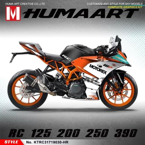 HUMAART Custom Vinyl Decals Graphic Kit for RC 125 200 RC125 RC200 2017 2018 2019 2020 2021, Orange and White