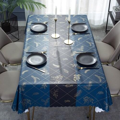 Waterproof Tablecloth PVC Oil-proof Nordic Household Light Luxury Imitation Leather Desktop Cover Geometric for Dining Table