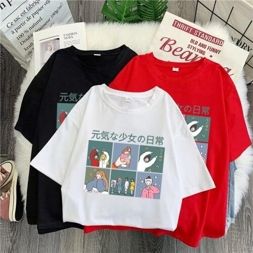 Vibrant Girl Daily T-Shirt short-sleeved shirt round neck pullover T-shirt Round neck short sleeve cotton T-shirt