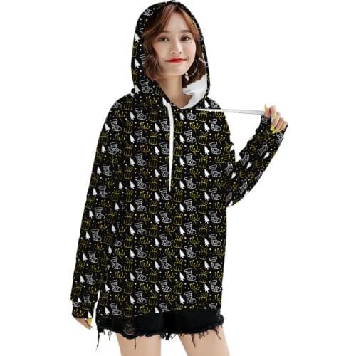 2021 Christmas Print Women Loose Sweatshirt Winter Pullover For Lady Girls Fashion Long Sleeve O-neck Hoodies Female