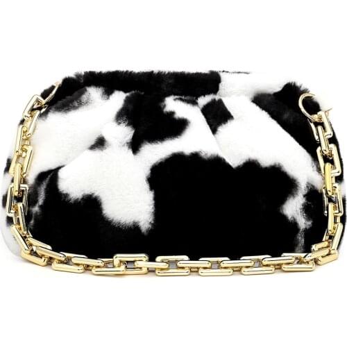 Retro Cloud Pleated Purse Animal Pattern Chain Shoulder Bag Lady Street Handbags Popular Simple Female Daily Bag