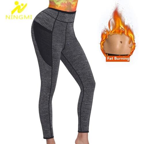 NINGMI Slimming Pant Women Shapewear Neoprene Sauna Sweat Slimming Legging Body Shaper Waist Trainer Fitness Tights with Pocket