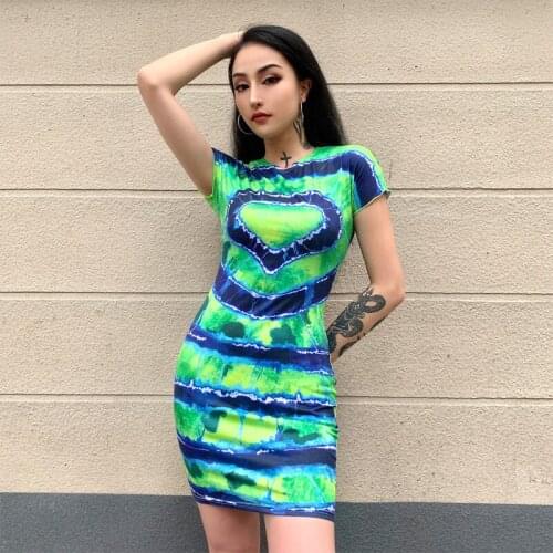 Summer Women Stretch Slim Print Dresses Sexy Bodycon Mini Beachwear Party Streetwear O-neck Short Sleeve Multi-size Dress